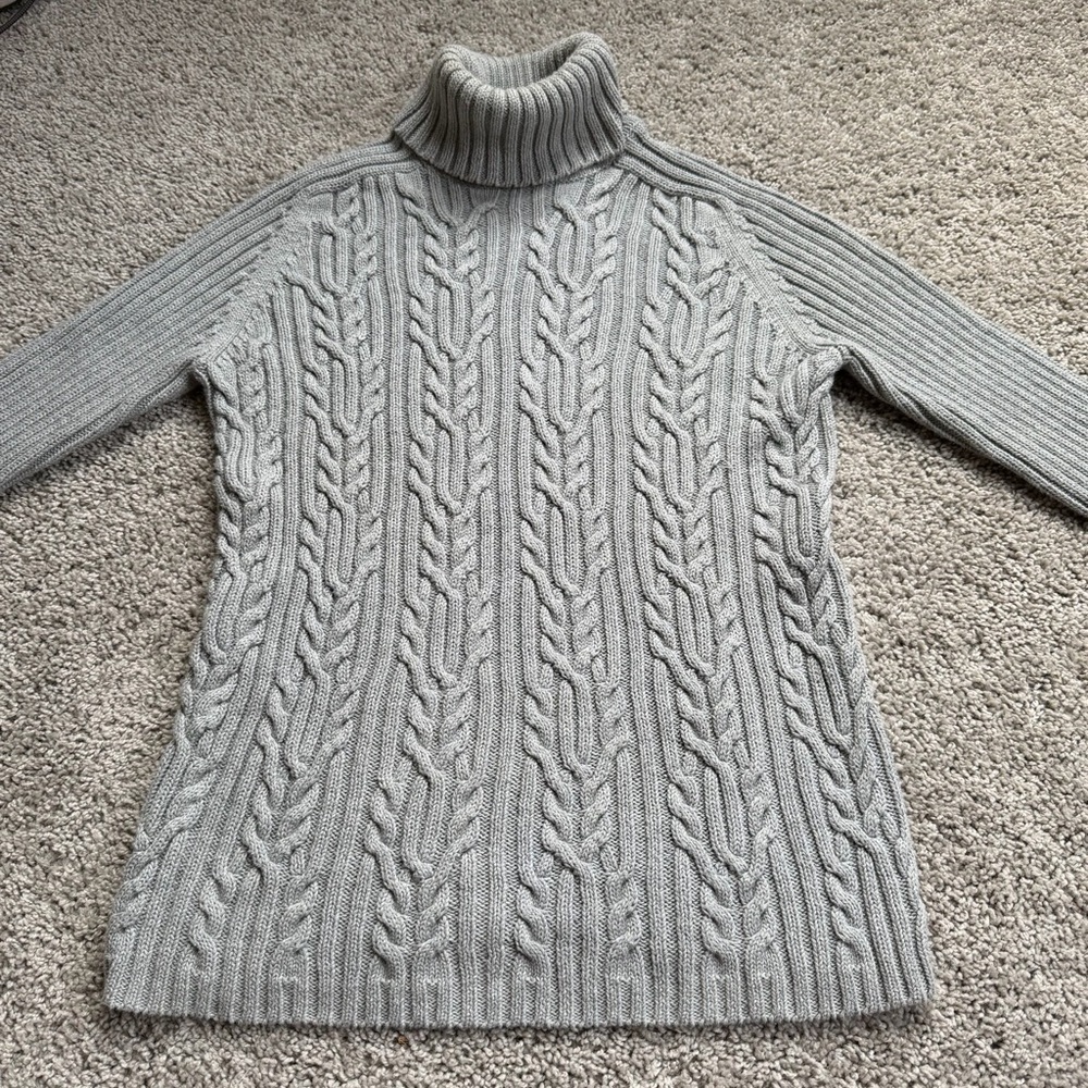 Karen Scott Gray 100% Cotton Knit Turtle Neck Sweater Size Small